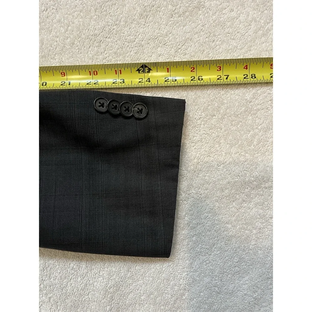 Jack Victor Super 110's Men's Dark Gray Plaid Blazer Wool Jacket Size 42R Verona